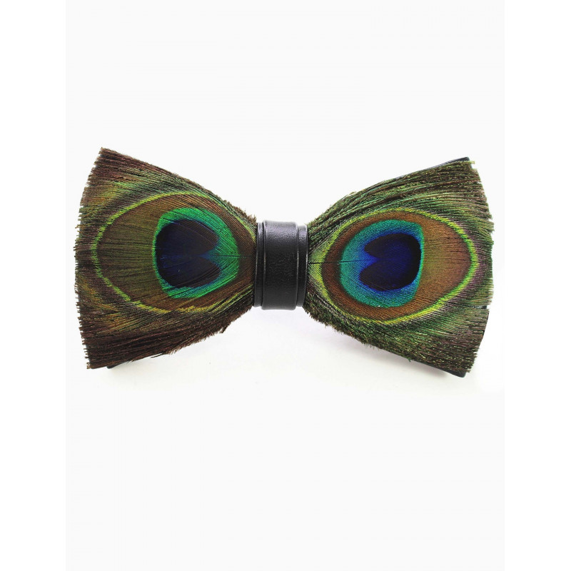Peacock feather bow tie