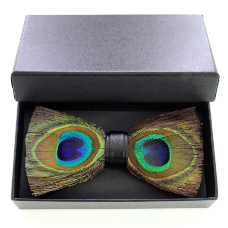 Peacock feather bow tie