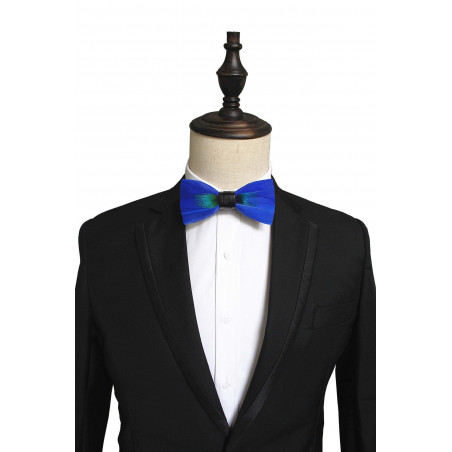 Noeud papillon en plume : Paon bleu, vue 2