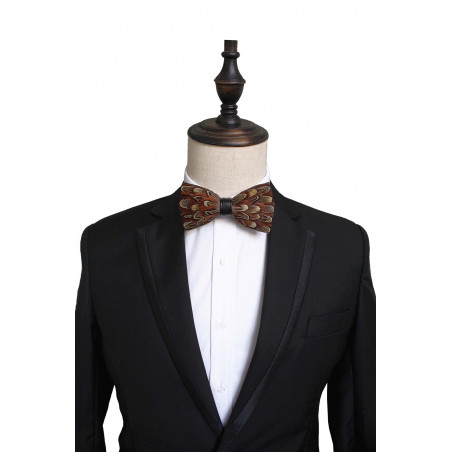 Pheasant feather bow tie