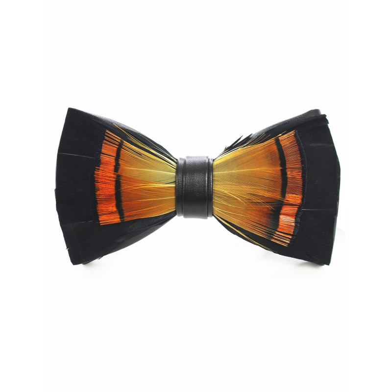 Orange duck feather bow tie
