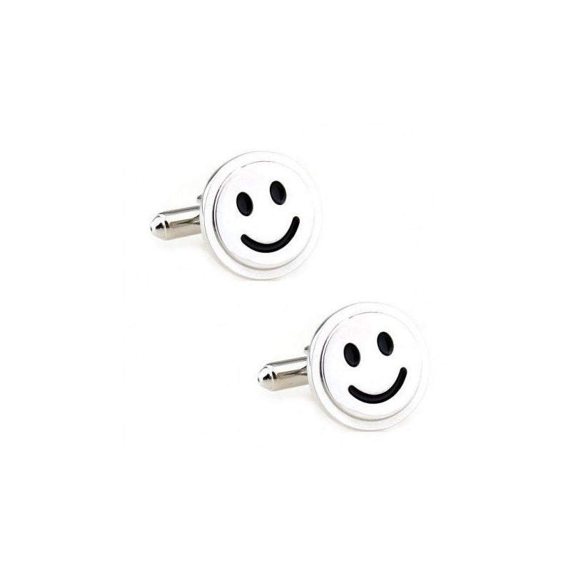 Boutons de manchette Smiley argent