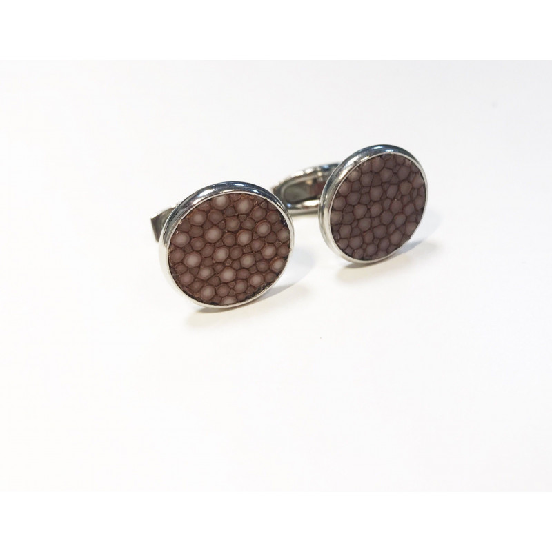 Boutons de manchette Galuchat brun