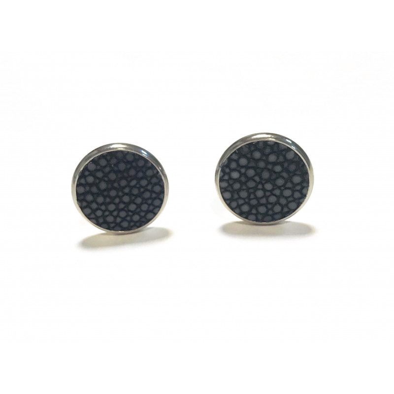 Boutons de manchette galuchat noir