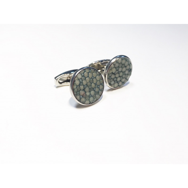 Boutons de manchette Galuchat bleu
