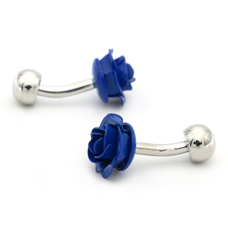 Boutons de manchette Rose bleue
