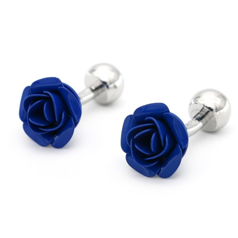 Boutons de manchette Rose bleue