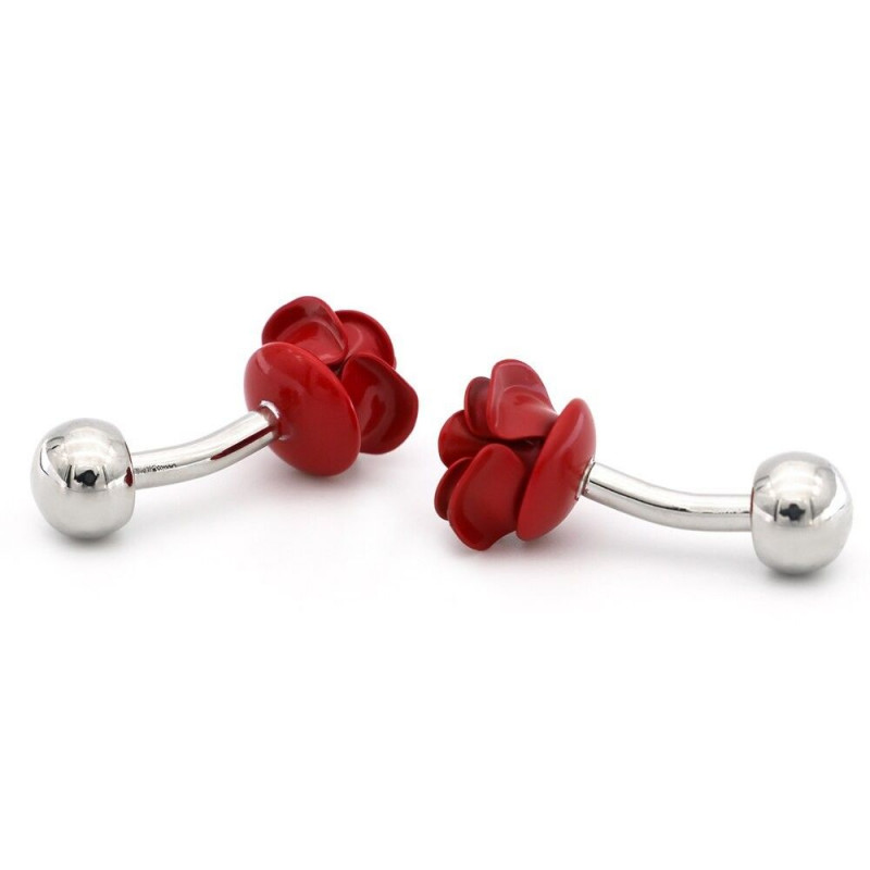 Boutons de manchette Rose rouge