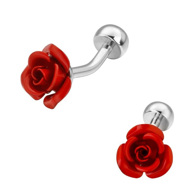 Boutons de manchette Rose rouge