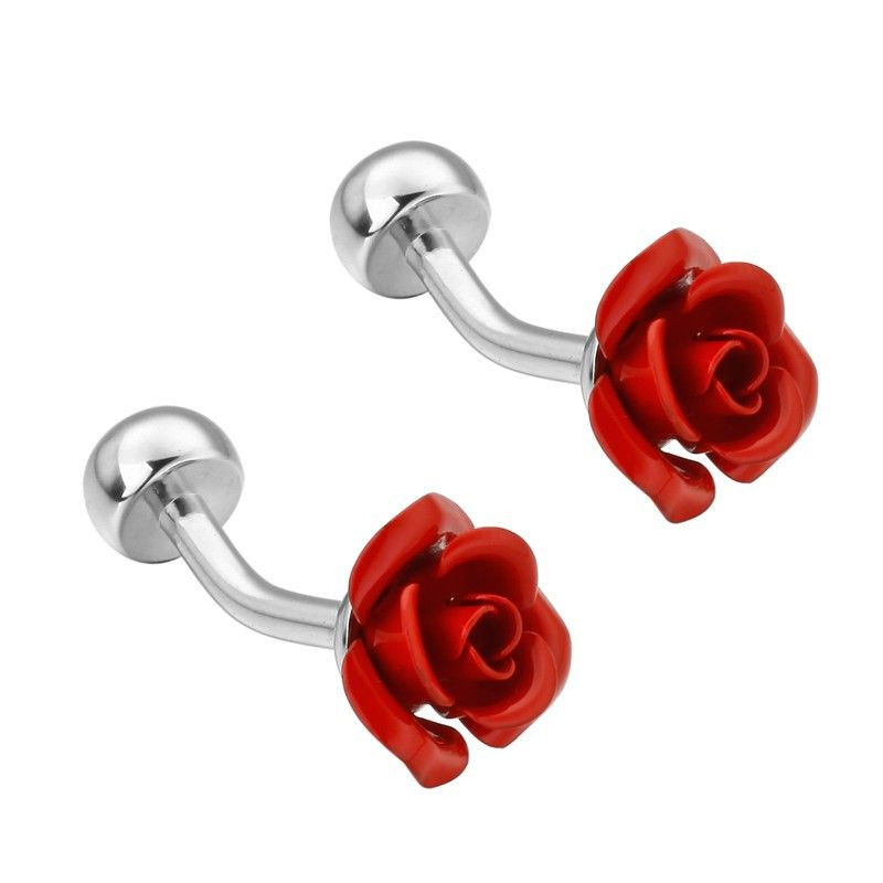 Boutons de manchette Rose rouge