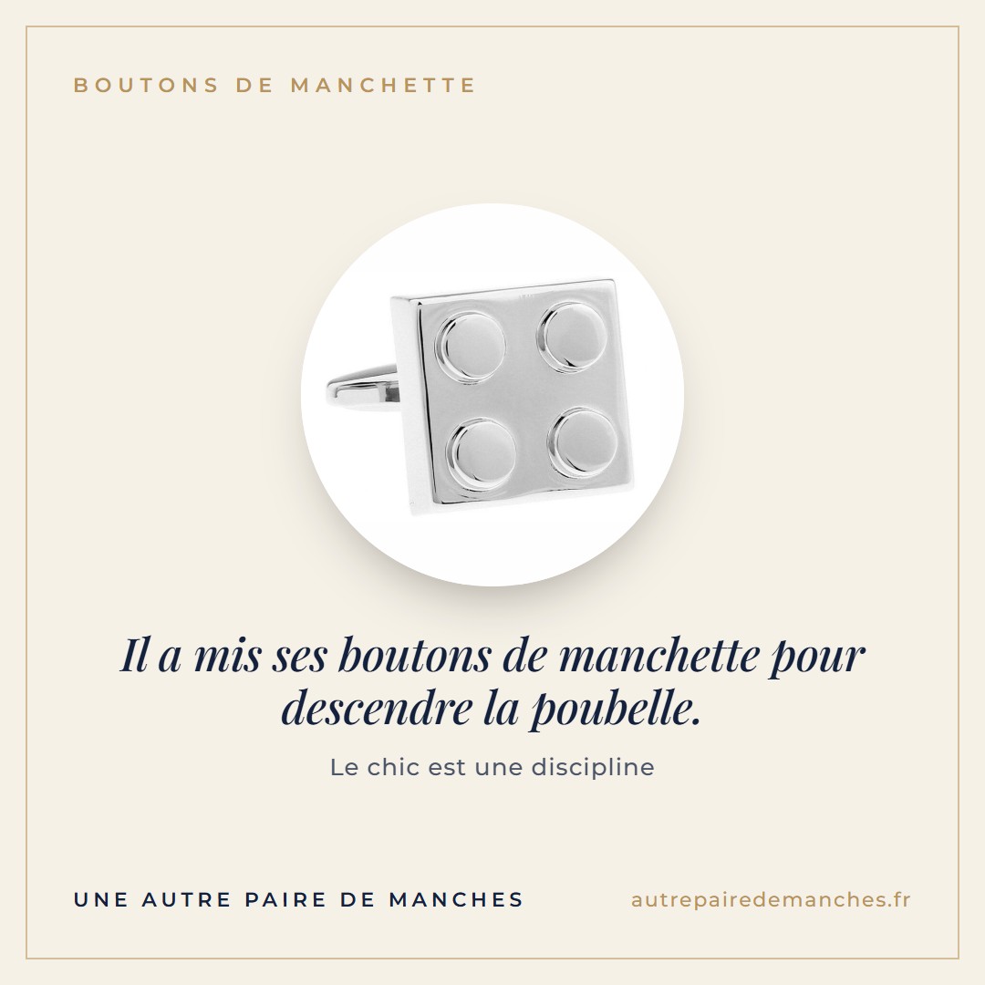 Il a mis ses boutons de manchette pour descendre la poubelle.